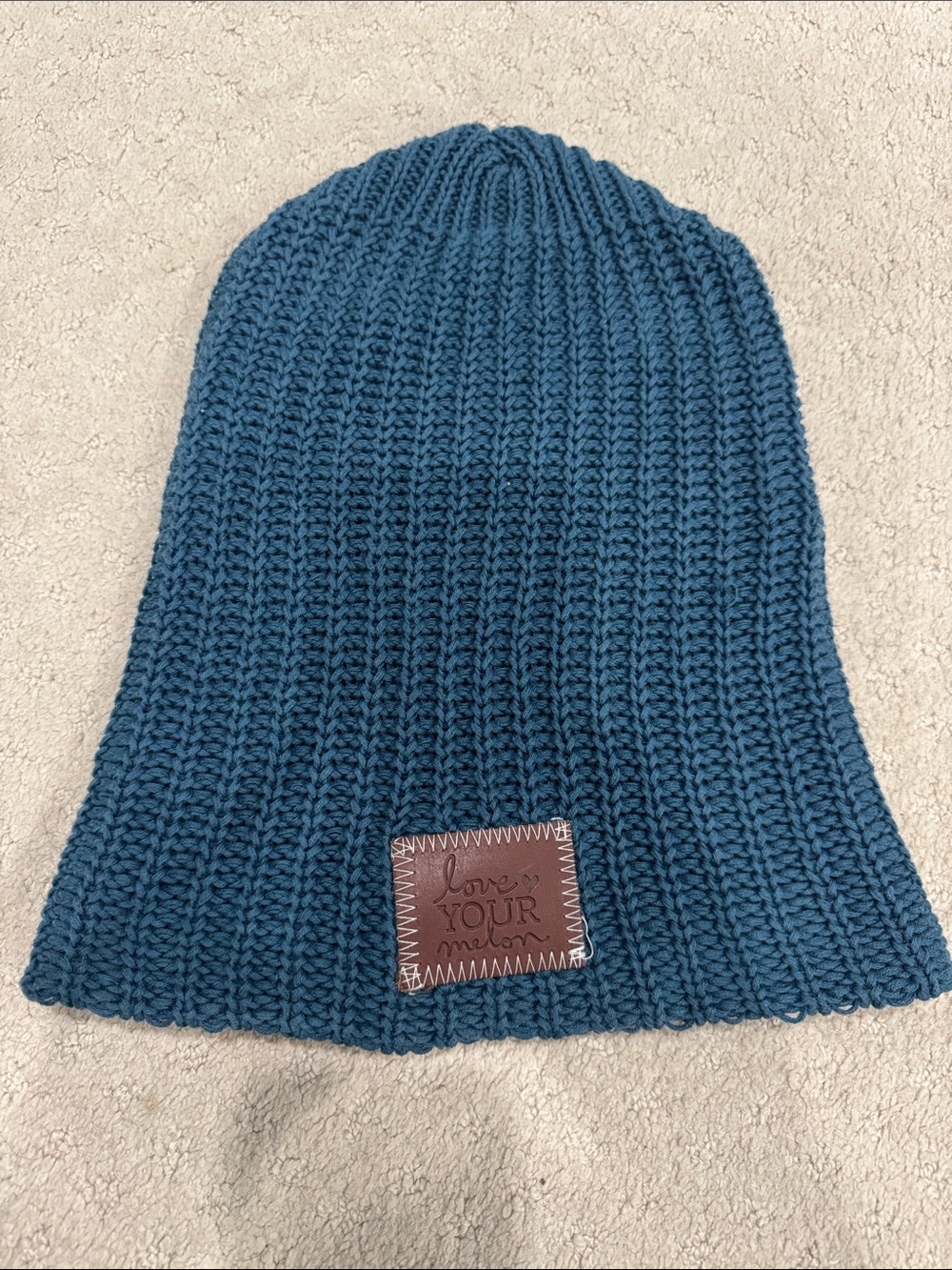 Love Your Melon Ribbed Knit Beanie - Teal Blue